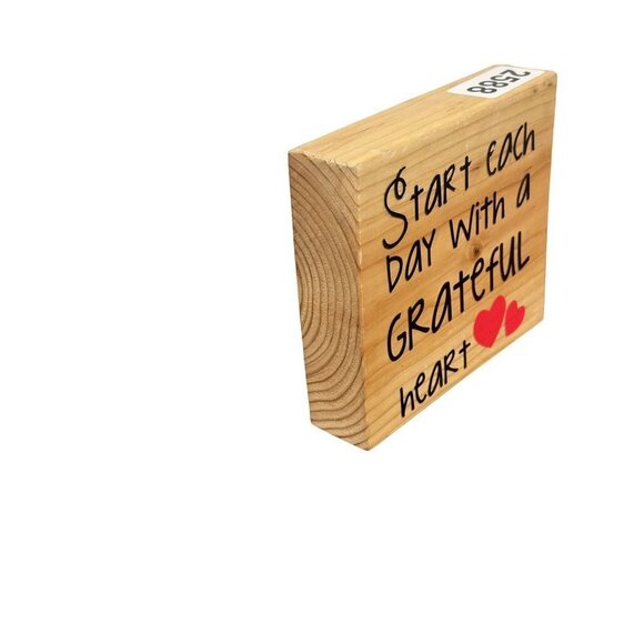 Inspirational Word of the Day Start Each Day With a Grateful Heart Wood Block - Picture 6 of 7